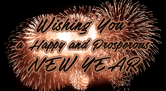 Colorful Lights and Rainbow Glow Lettering Happy New Year GIF 2024