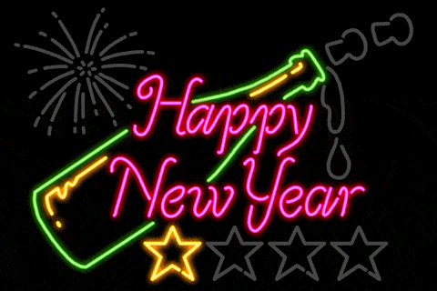 Amazing gold lettering and blinking stars Happy New Year 2024 image